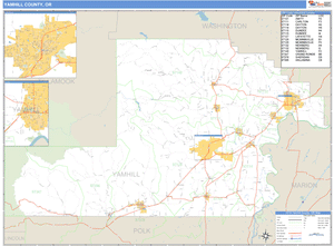 Yamhill County, Oregon Zip Code Wall Map