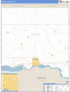 Yankton County, South Dakota Zip Code Wall Map