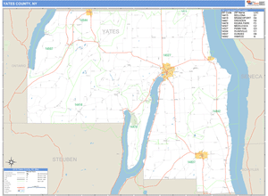 Yates County, New York Zip Code Wall Map