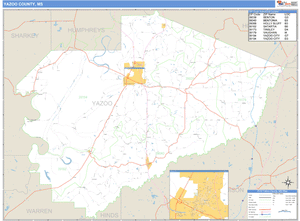 Yazoo County, Mississippi Zip Code Wall Map