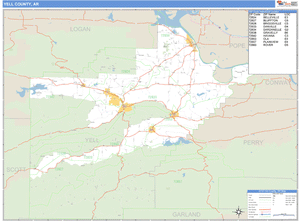Yell County, Arkansas Zip Code Wall Map