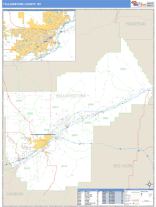 Yellowstone County, Montana Zip Code Wall Map