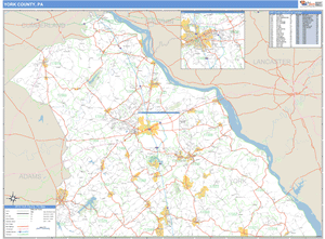 York County, Pennsylvania Zip Code Wall Map
