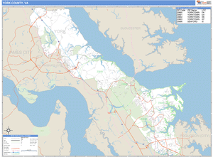 York County, Virginia Zip Code Wall Map