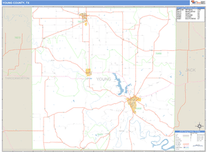 Young County, Texas Zip Code Wall Map