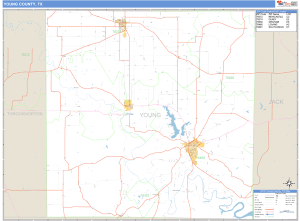 Young County, Texas Zip Code Wall Map Market Maps (IDI)