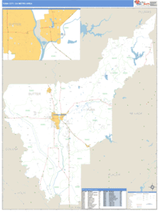 Yuba City, California Metro Area Wall Map