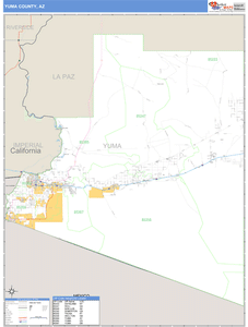 Yuma County, Arizona Zip Code Wall Map