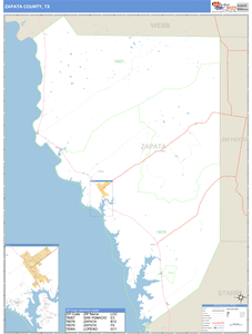 Zapata County, Texas Zip Code Wall Map