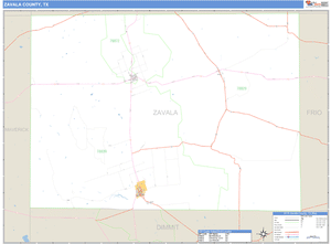Zavala County, Texas Zip Code Wall Map
