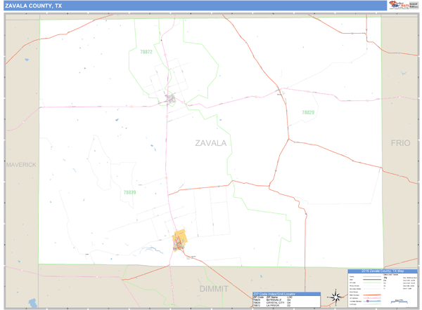 Zavala County, Texas Zip Code Wall Map Market Maps (IDI)